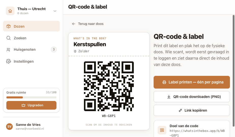 QR-label printen